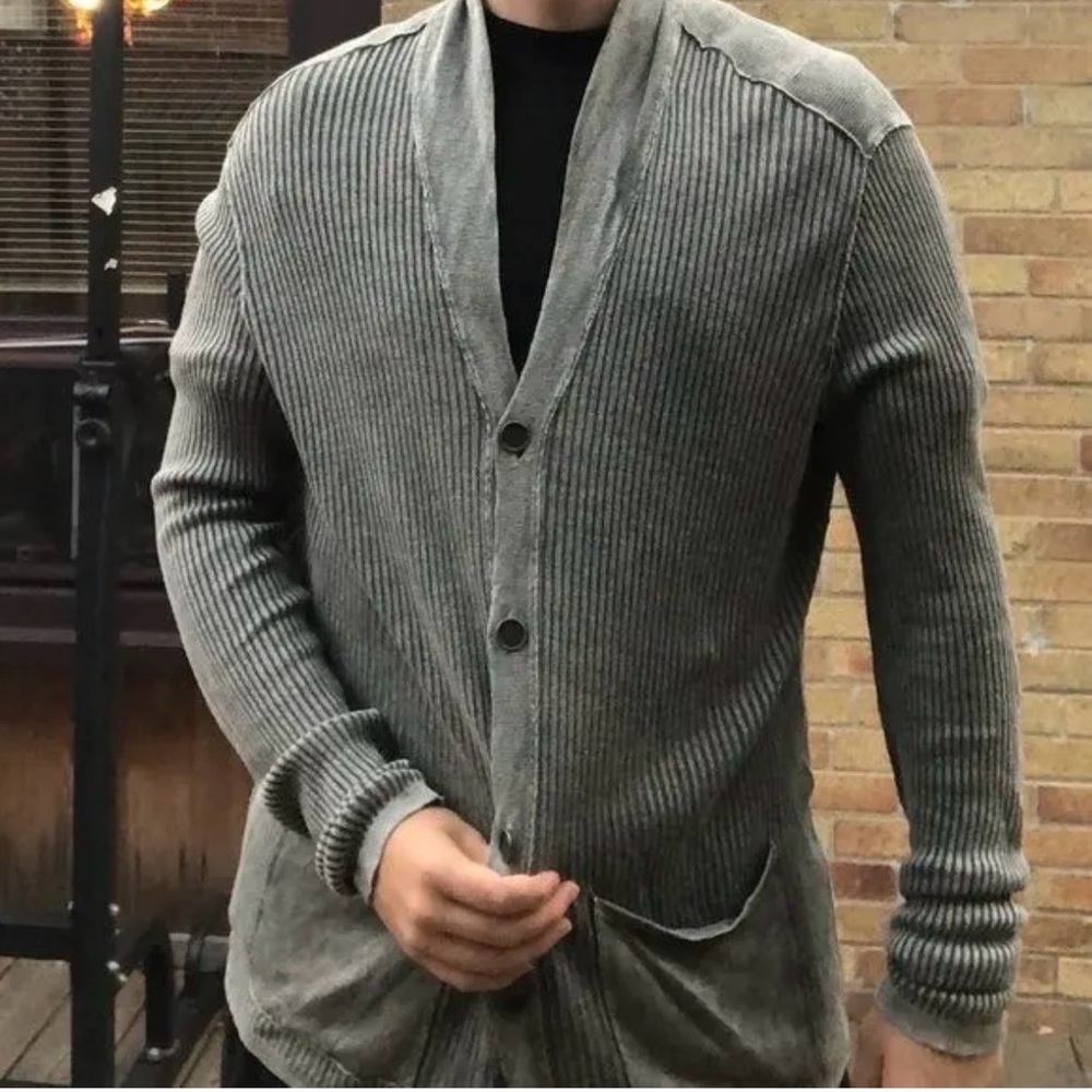 Vintage John Varvatos Charcoal Ribbed Cardigan